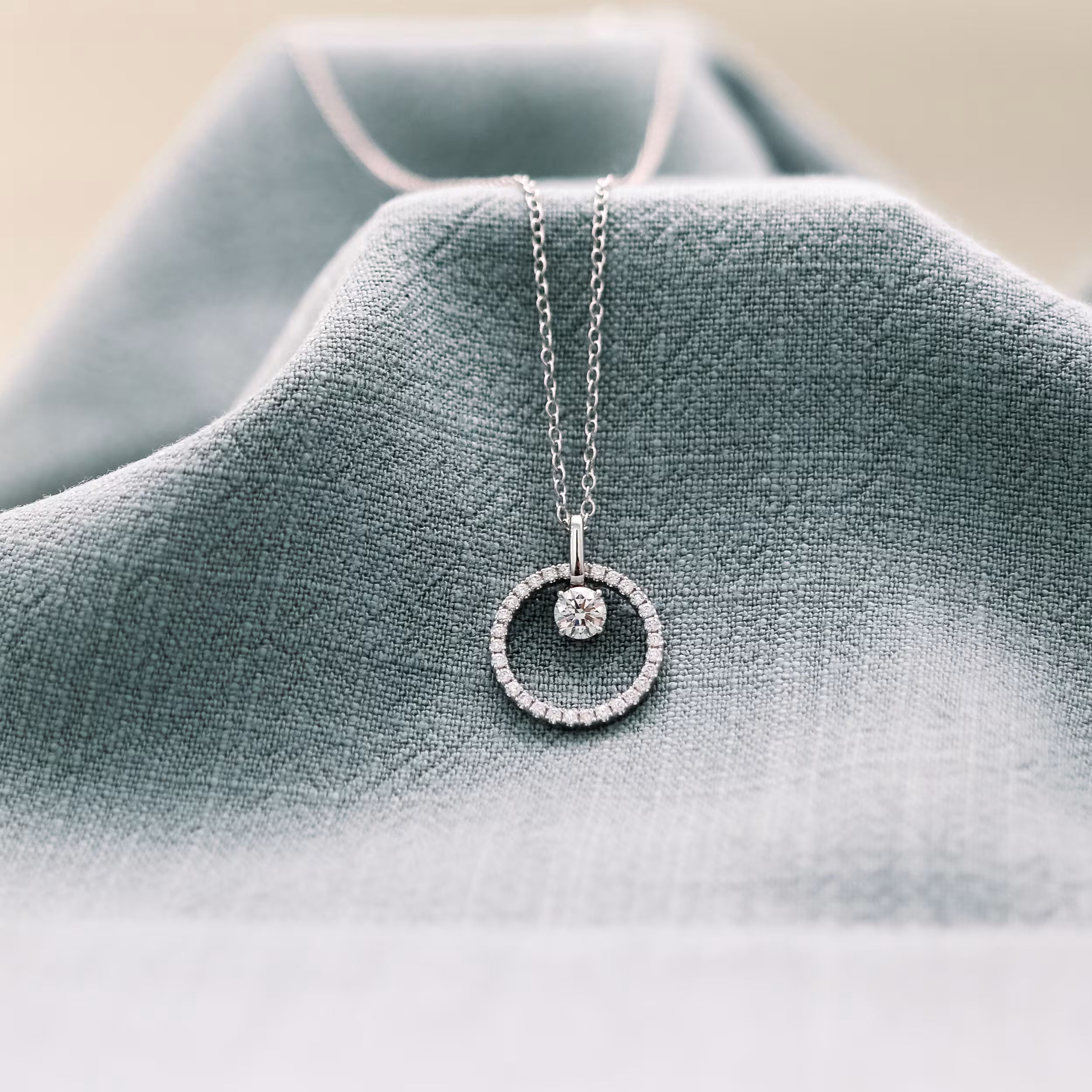 1.50 CT Round Moissanite Diamond Floating Stone Pendant Necklace in Solid Gold 1